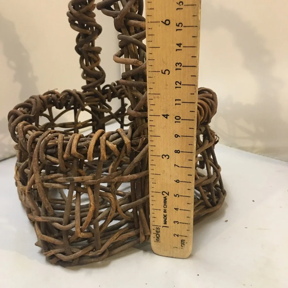 Grapevine Basket Home Decor Small Brown Rustic Woven Vine Handle Boho Vintage